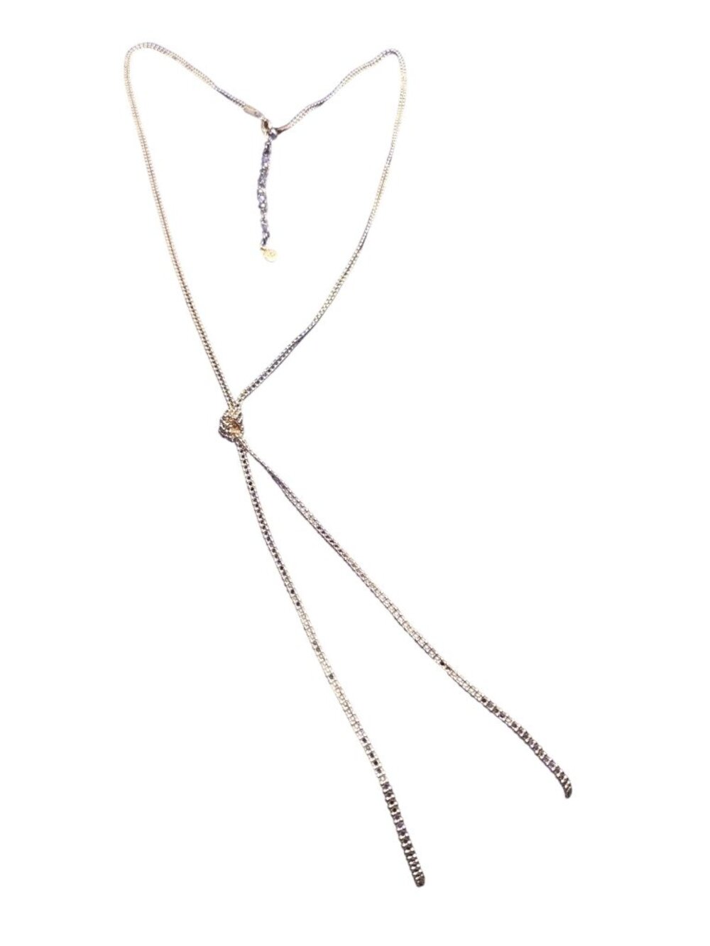 LC Lauren Conrad Rose Goldtone Double Ball Chain Faux Lariat Necklace Knot